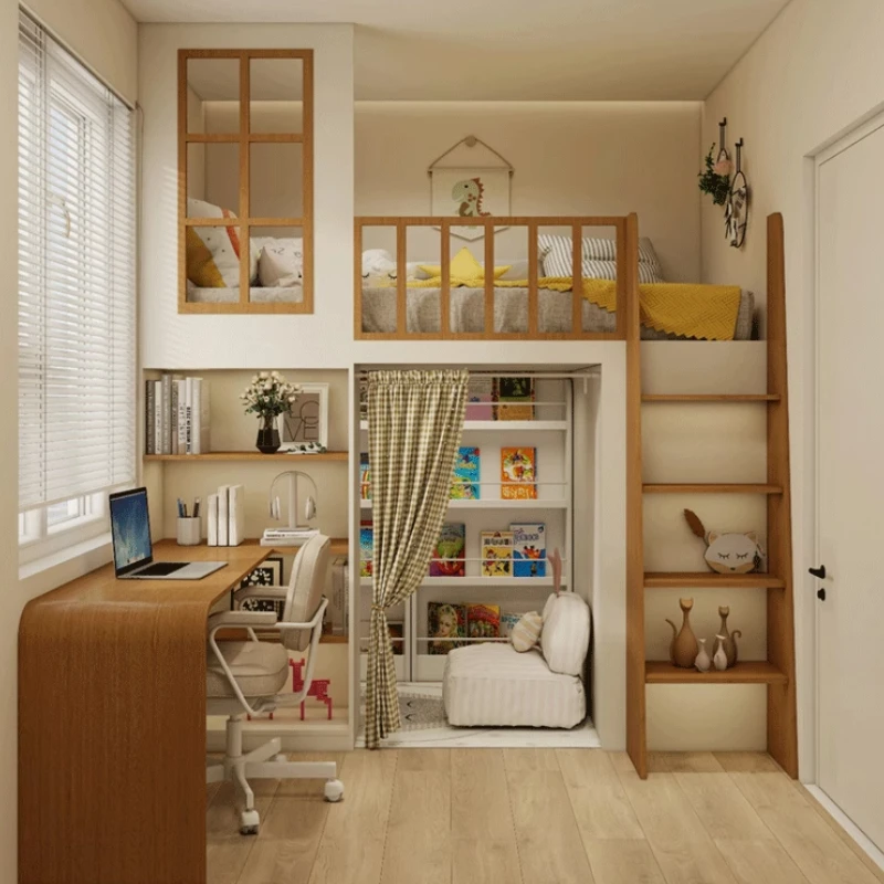 

Storage Double Decker Kids Beds Guardrail Loft Single Design Children Beds Frame Modern Style Camas Infantiles Furniture Home