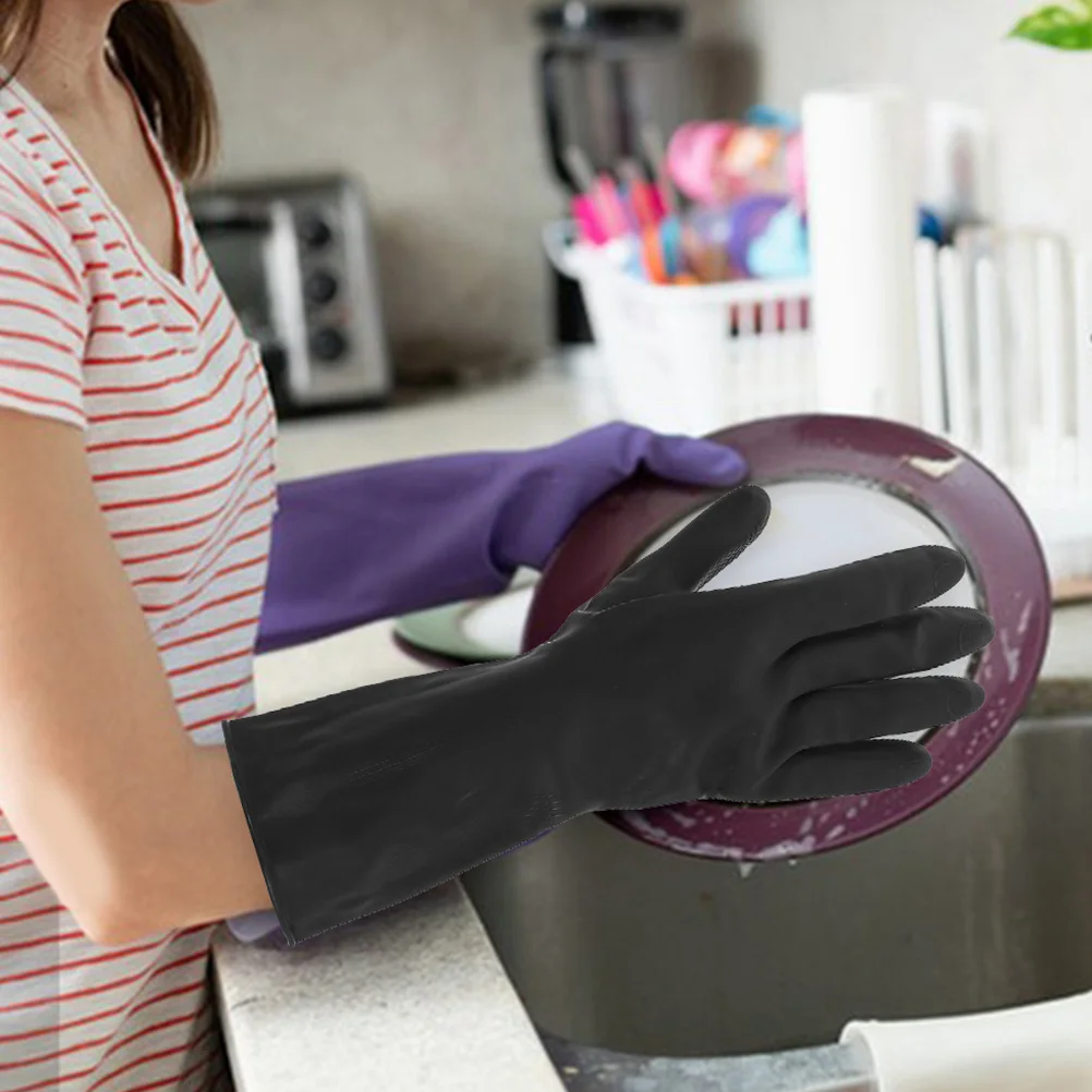 

1Pair Kitchen Dishwashing Gloves Rubber Reusable Durable Cleaning Gloves for Household Use Comfortable Size Dishwashing Glove