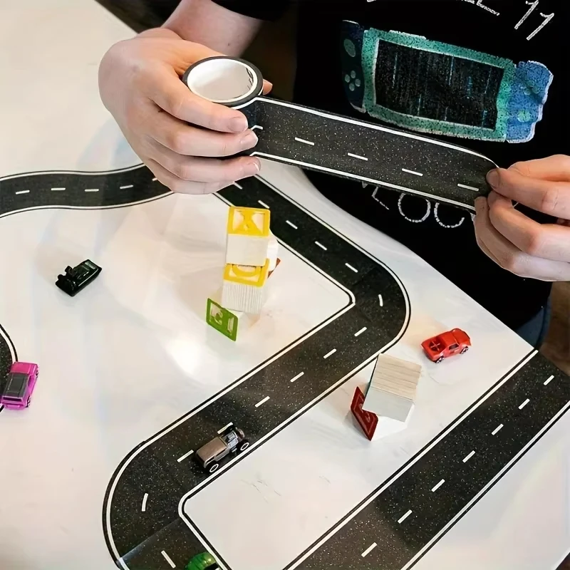 1-2 Pcs Black Highway Tape Reusable Road Stickers Toy Car Track Tape For Kids Race Car Party Floor Table Decoration Supplies Kit