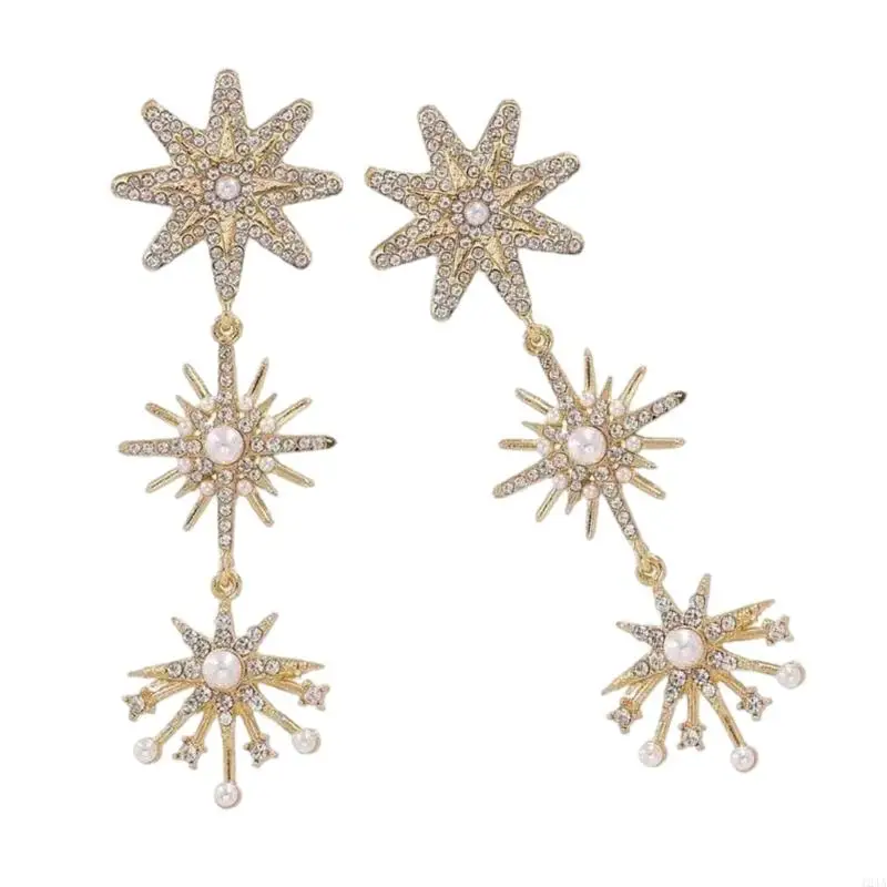 

Long Alloy Studs Earrings Pendant Earrings Featuring Design and Pearls Suitable for Trendy Ladies Present
