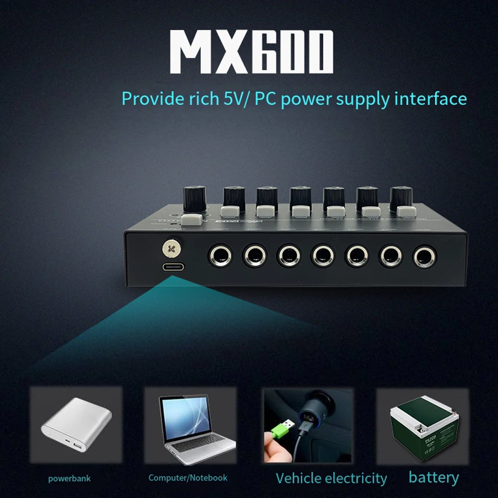 Pop 6 Channel Ultra Low Noise Stereo Line Mixer Mini Professional Sound Mixer Power Supply DC5V Easy Operation Audios Mixer
