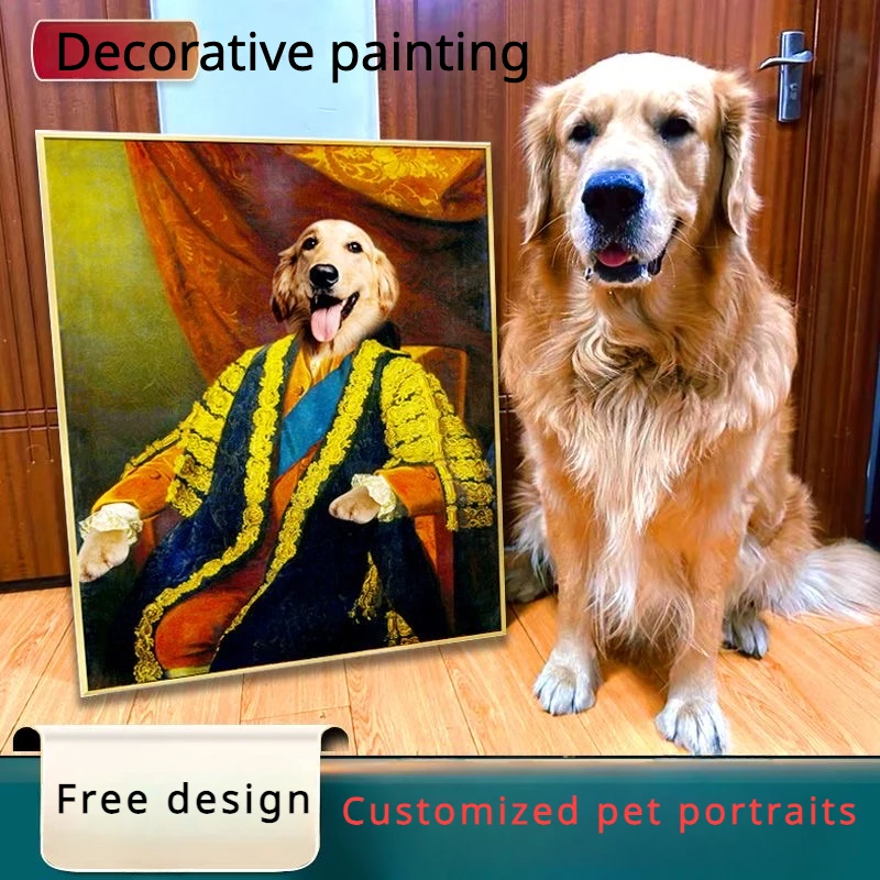 

Personalized Pet Photos Customized Poster Printing Fun Royal Animal Set Customized Oil Painting Wall Art Home Decoration