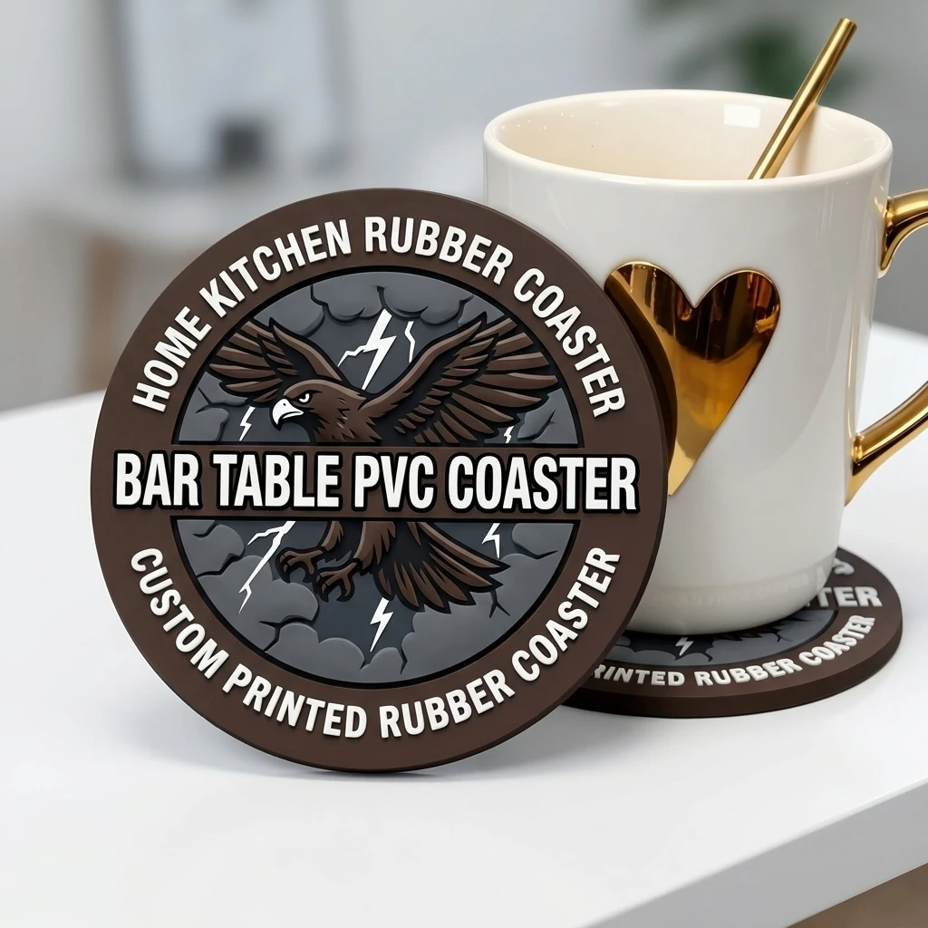 Wholesale Round Soft PVC Silicone Coaster Custom Printed Logo Drink Cup Mat Heat‑Proof Table Protection Home Decor