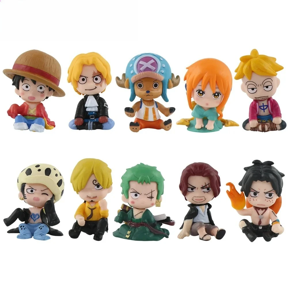 HOT NEW One Piece Figures Set Luffy Law Sabo Zoro Sanji Nami Chopper Marco Ace Roger Action Figurine Model Doll Toys Gift