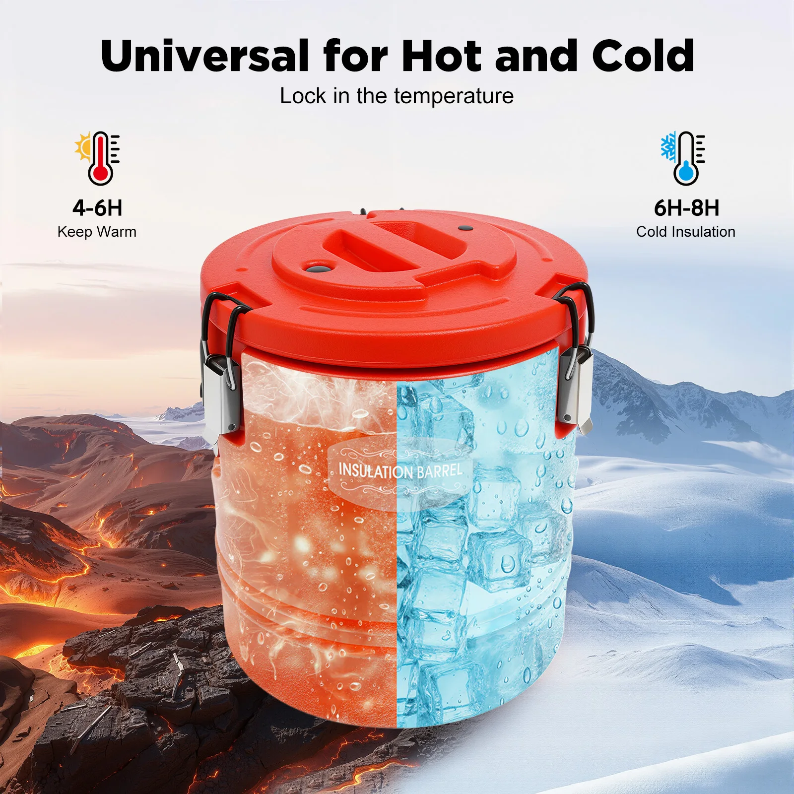 

Энергосберегающий изолированный контейнер для супа объемом 15 л/15,85 литров, коммерческая круглая термокастрюля, для кухонь, банкетов на открытом воздухе, комнат