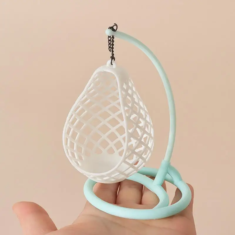 

1Pcs 1:12 Scale Dollhouse Miniature Hanging Egg Chair Wicker Swing Chair Model Desktop Decor DIY Diorama Scene Accessory