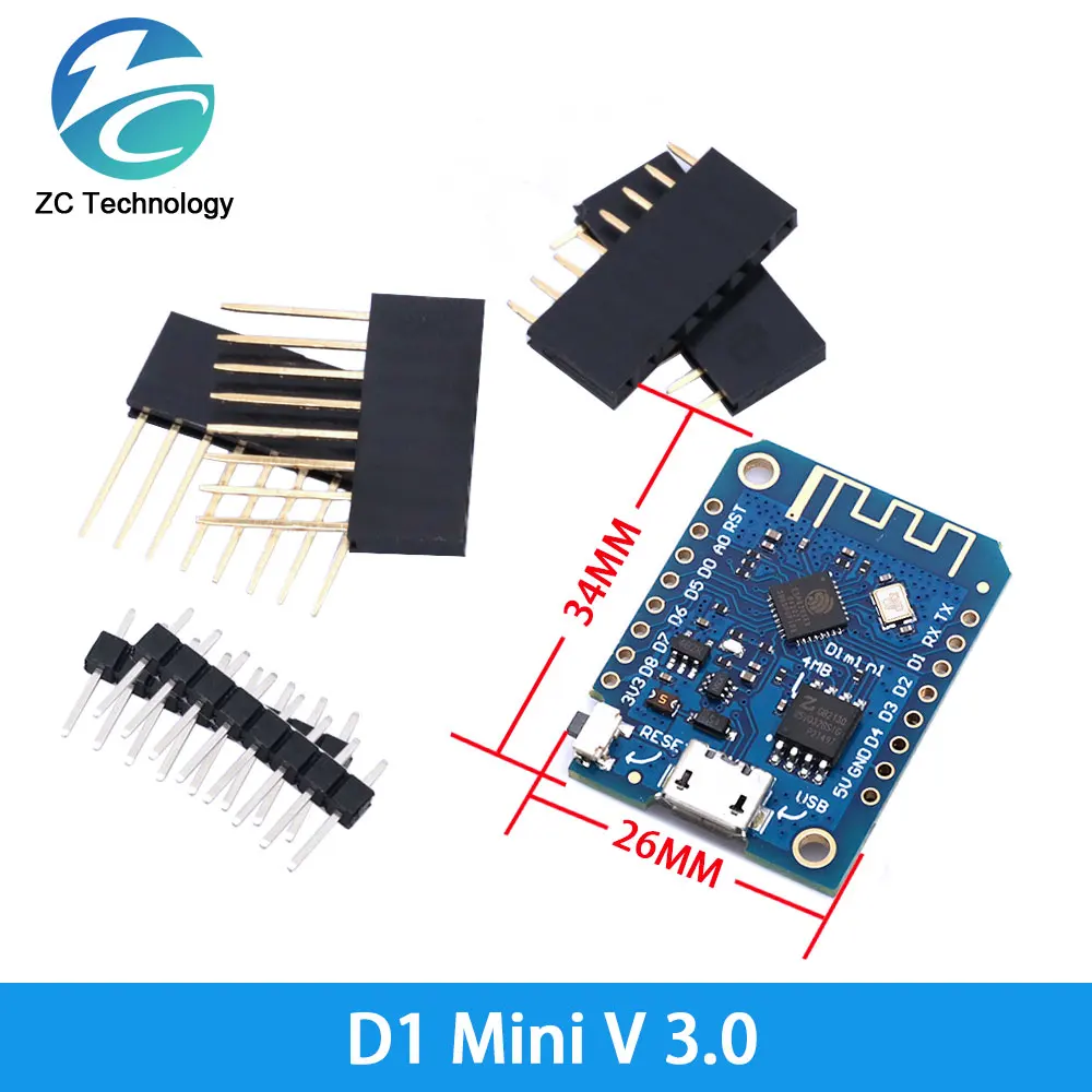 D1 Mini ESP8266 ESP-12F CH340G V2 USB dla WeMos rejestrator danych płyta rozwojowa WIFI V3.0 NodeMCU Lua DHT22 AM2302 WS2812 RGB