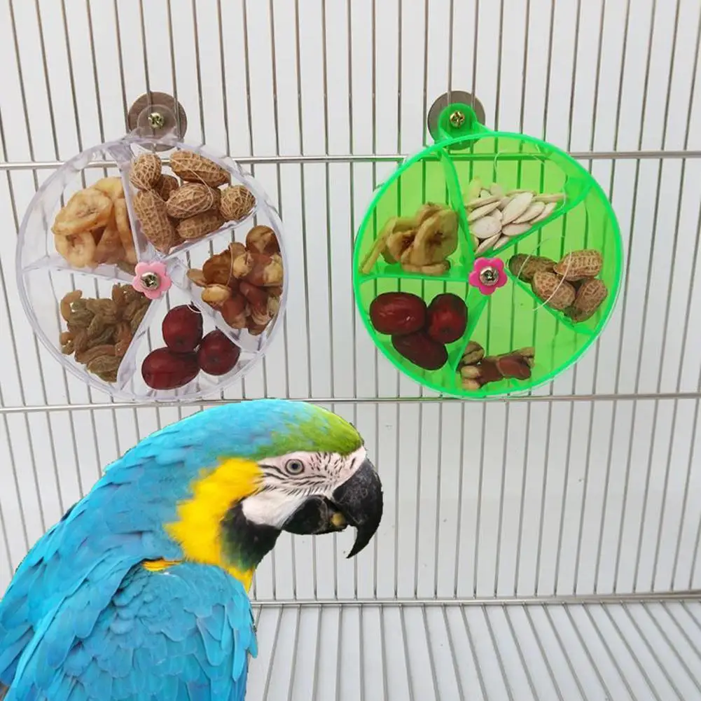 

5 Grid Acrylic Foraging Wheel Pet Bird Parrot Rotatable Bite Resistant Puzzle Toy Food Storage for Food Bowl Toy PET supplies
