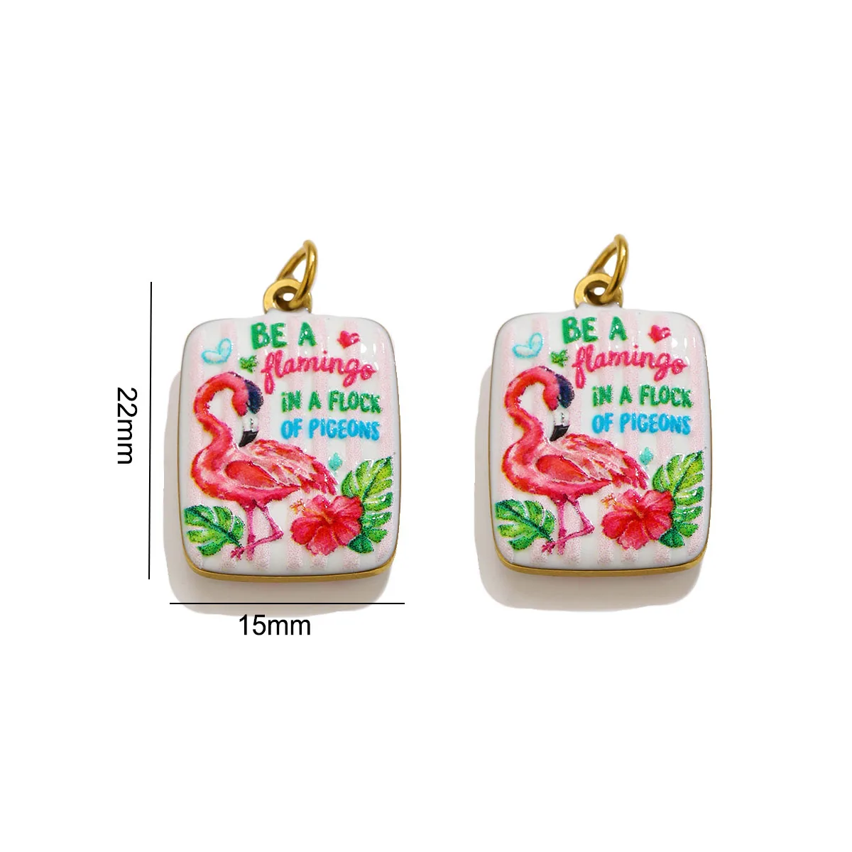 Stainless Steel Sun Flamingo Charms For Necklace Making Supplies Summer Style Enamel Pendants DIY Cartoon Charms Findings Bulk