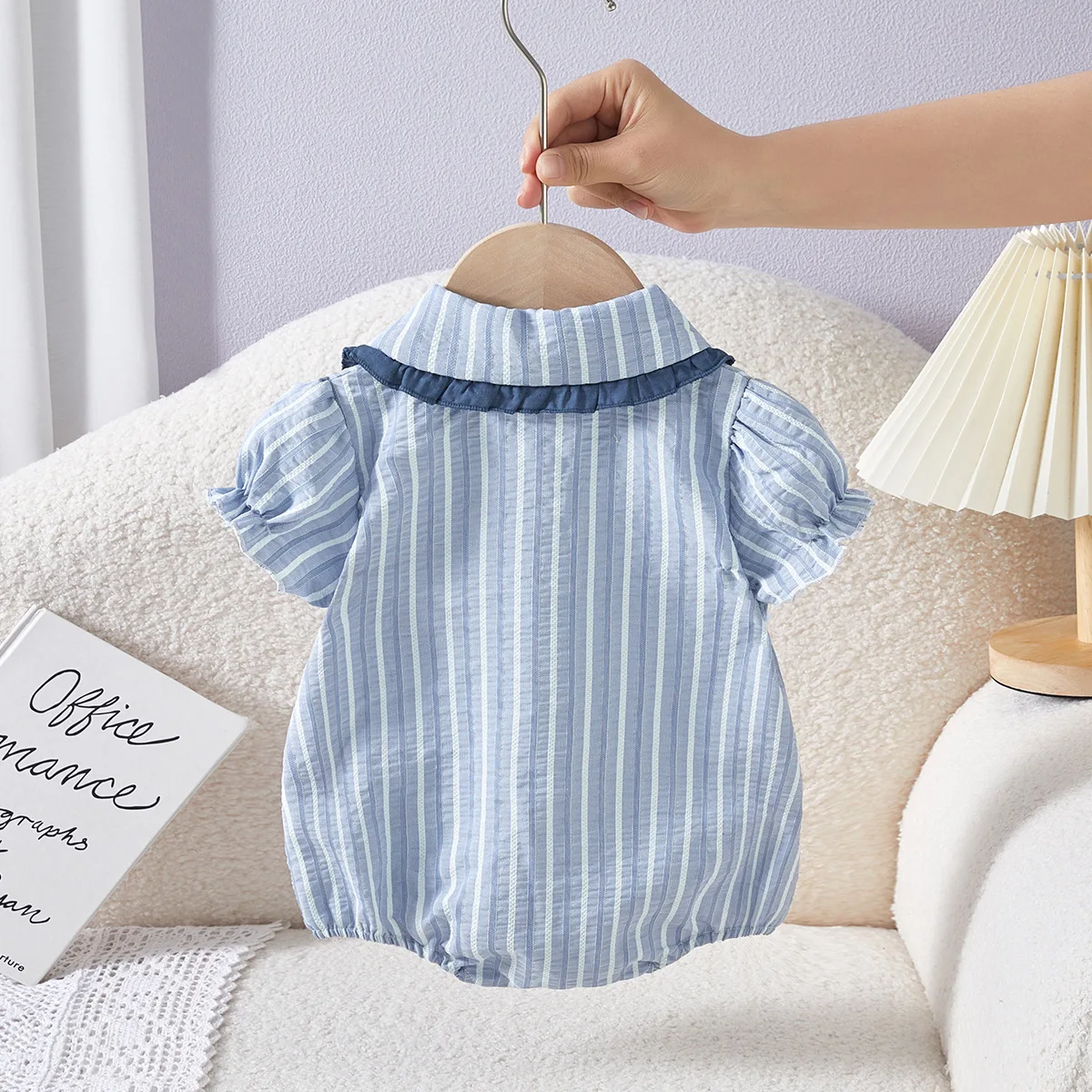 2026 Summer Baby Boy Girl Romper 0-2Years Cute Newborn Short Sleeve Turn Down Collar Bowtie Striped Bodysuit outfits Clothes