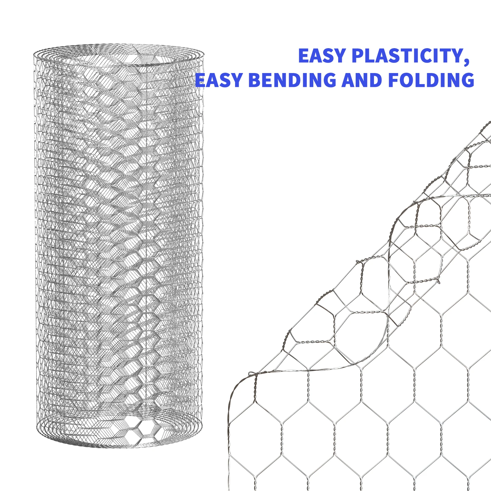 لفة شبكية سلكية لشبكة الدجاج، شبكة سلك دجاج سداسية مجلفنة 60 سم × 5 م لمزرعة فناء الحديقة، فتحة 25 مم، سهلة القطع #3