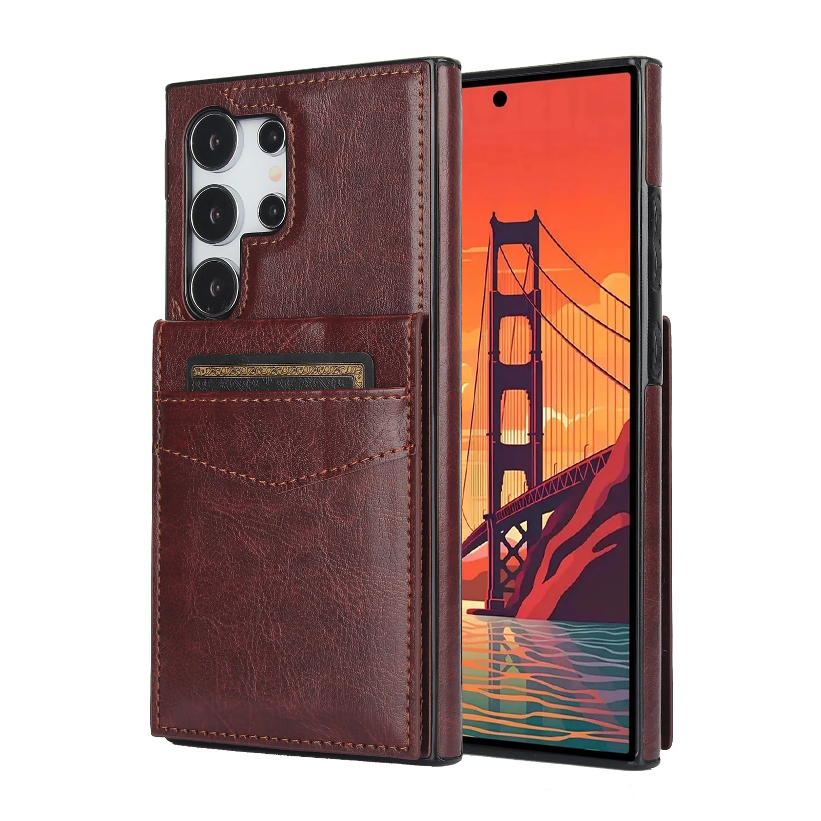 

Shockproof Leather Card Holder Wallet Phone Case For Samsung Galaxy S25 Ultra S24 S23 S22 S21 S20 Note 20 A55 A54 A53 Flip Cover