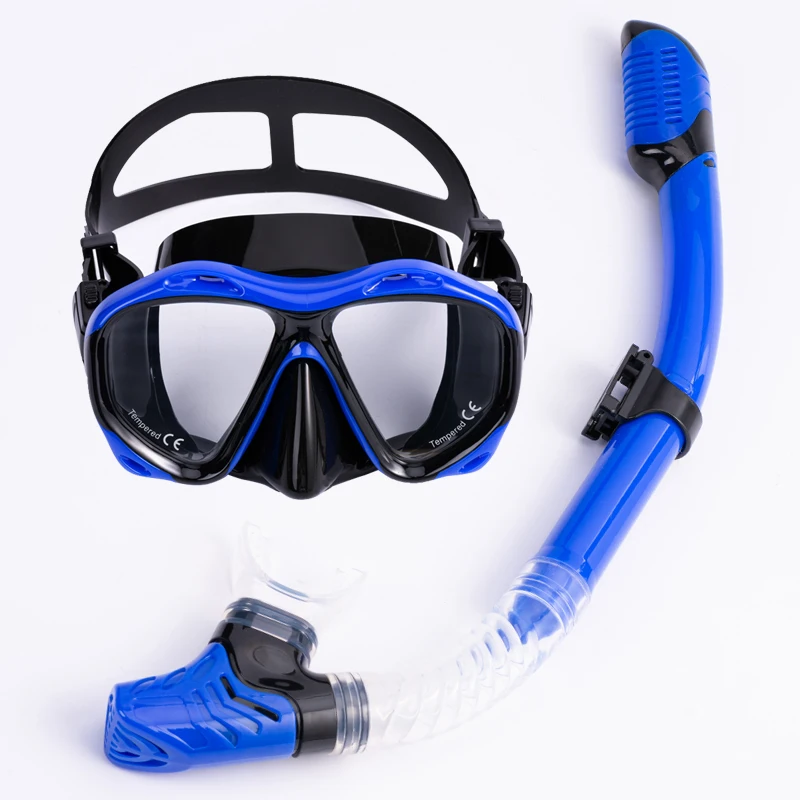 

Diving Mask 180 Degree Panoramic View Big Frame Tempered Glass Diving Mask Anti-Fog Snorkel Set Diving Equipment