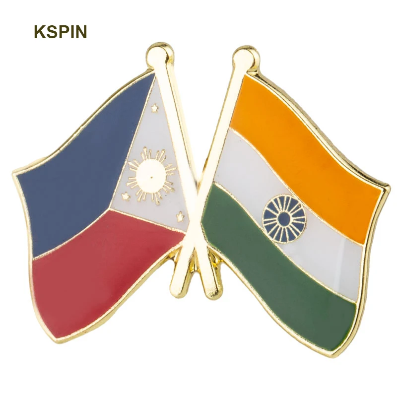 Philippines & India Friendship Flag Badge Flag Brooch National Flag Lapel Pin International Travel Pins