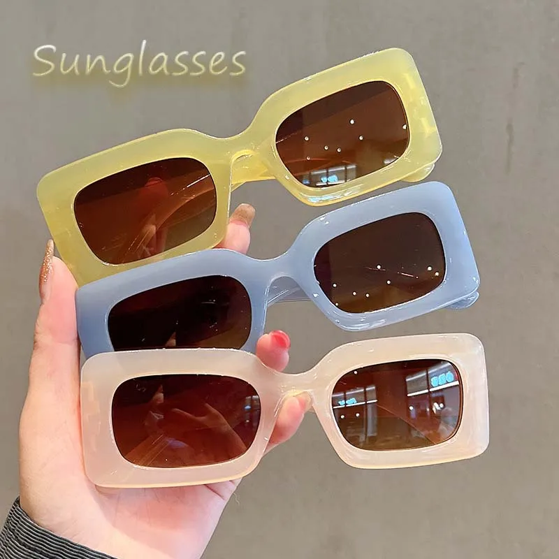 Vintage Candy Color Square Small Frame Sunglasses Female Trend Personality Dazzling Hip Hop Glasses Outdoor UV400 Sunglasses