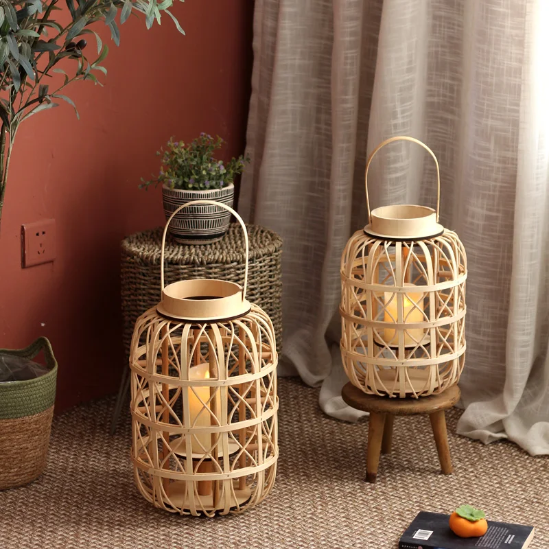 Handmade candlestick rattan wind lamp shade B & B tea room decoration hanging lantern ancient style new Chinese style