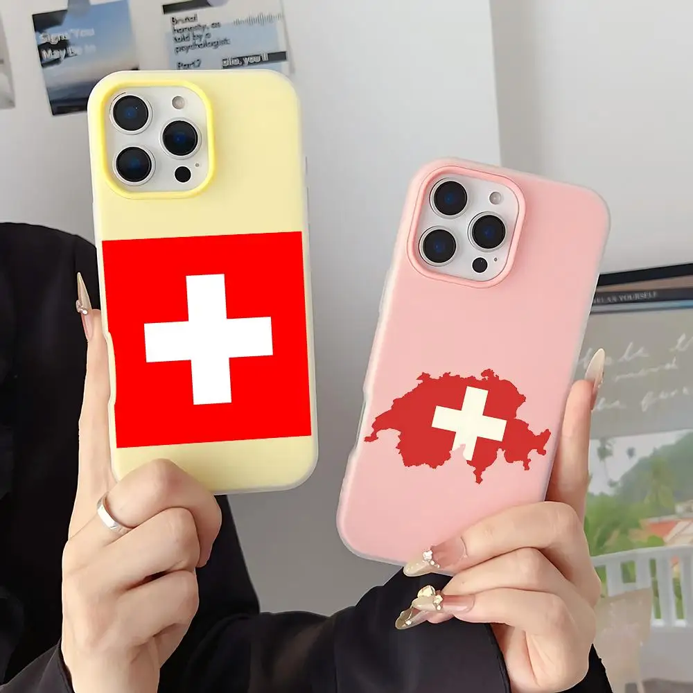 Flag of Switzerland Phone Case 2-in-1 Detachable for iPhone 17-12 Clear Case Multi-Color Card Holder Soft TPU