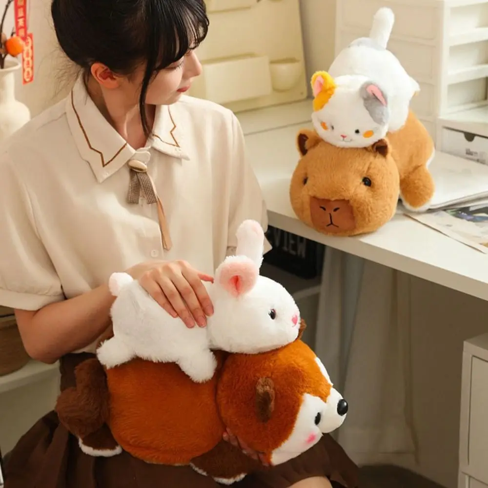 Double-Sided Reversible Squirrel Toys Capybara Stuffed Animal Rabbit Plush Doll 2-in-1 Soft Pillow Transform Capybara