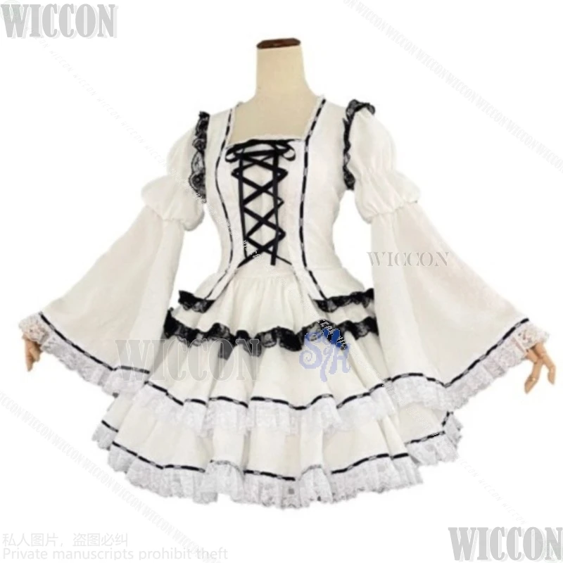 슈고 애니메이션 캐릭터 코스프레 츠키요미 우타우 귀여운 화이트 레이스 달콤한 사랑스러운 인형 스타일 로리타 지라이 케이 할로윈 코믹콘 코스프레