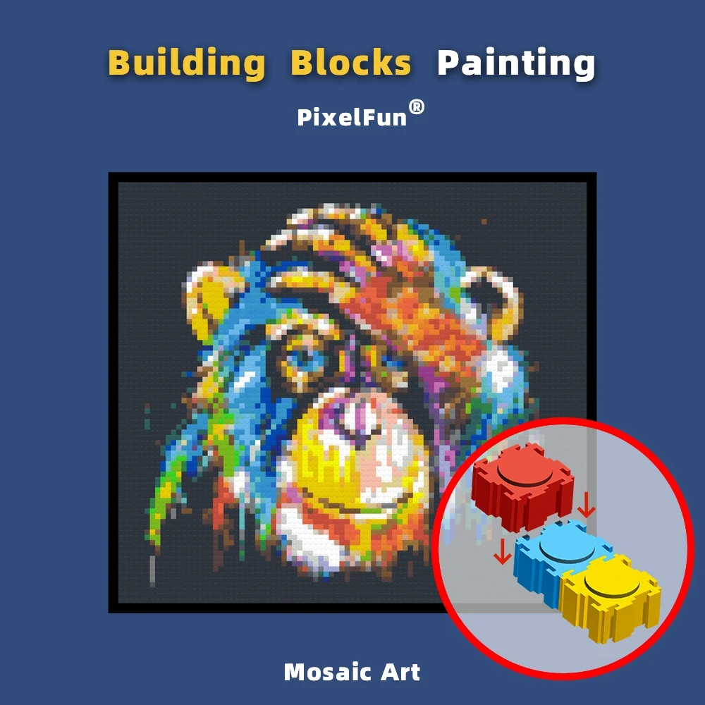 

Diy Brand Building Blocks Big Size Mosaic Pixel Dots Art Monkey Chimpanzees Photo Custom Atmosphere Oil Painting Sytle By Number