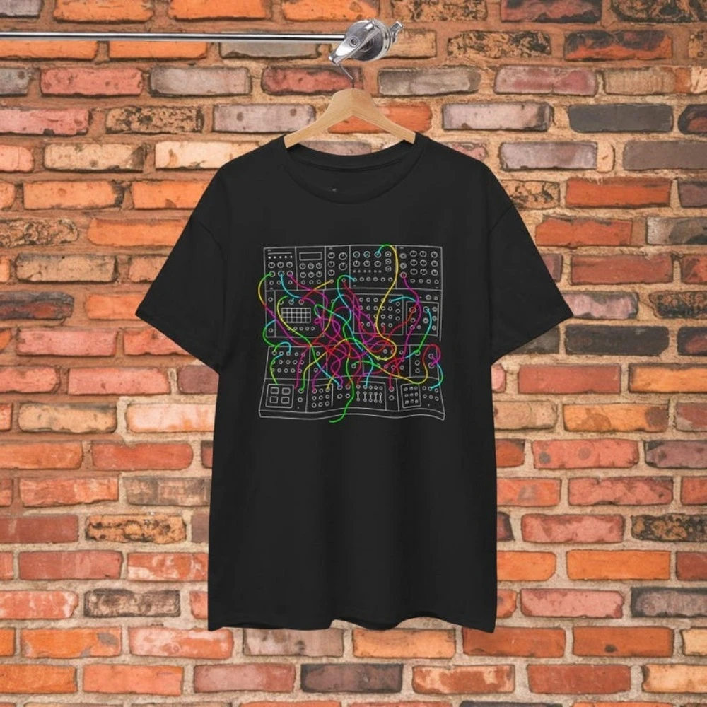 Modular Synth Shirt Eurorack Synthesizer T-Shirt Black Analog Synth Tee Music Producer Style Patch Cable Gift for Synth Nerd