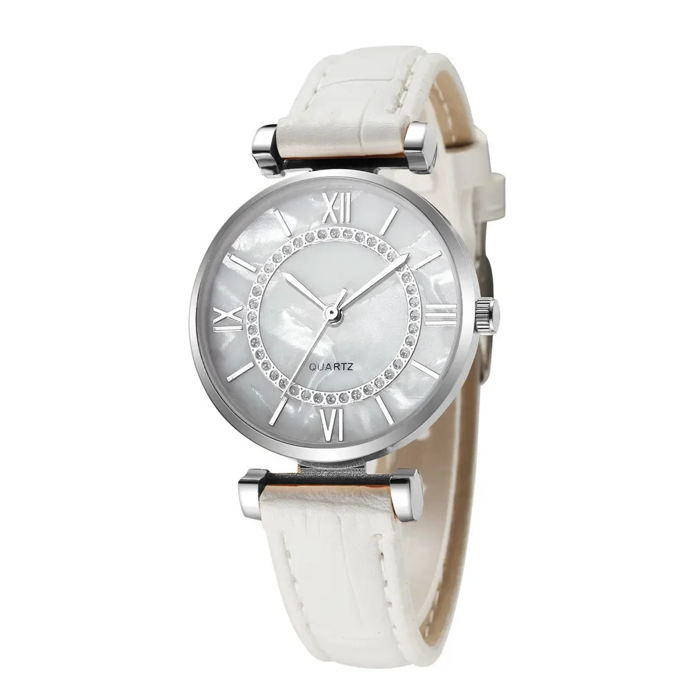 女性のためのクラシックなスタイルの腕時計,クォーツ腕時計,カジュアルなレザーストラップ,高級ギフト,高品質