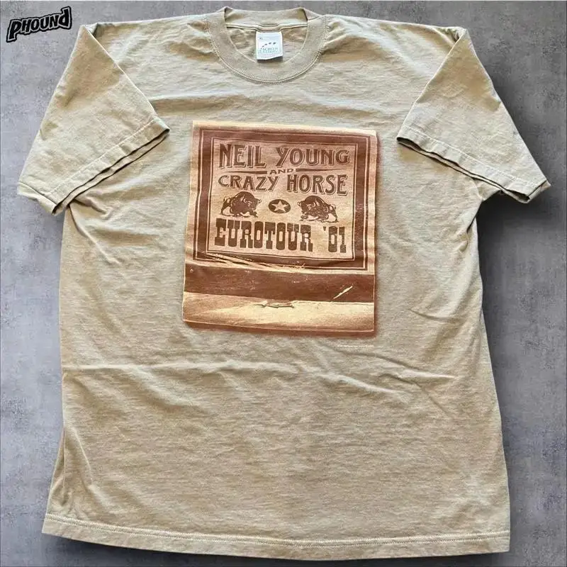 Vtg Neil Young Crazy Horse EuroTour 01 Concert T Shirt XL Y2K