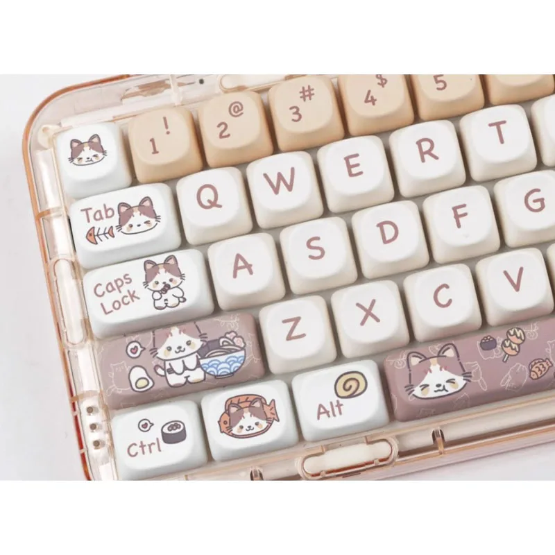 Cat High Quality 140 Key Cap MOA Height PBT Key Cap Five-sided Thermal Sublimation Non-fading Mechanical Keyboard Cap Set Switch