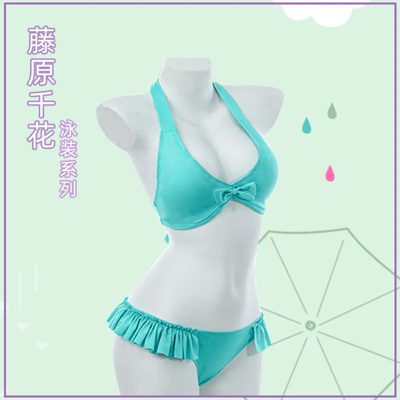 

ROLECOS Kaguya-sama: Love Is War Chika Fujiwara Cosplay Costume Chika Fujiwara Swimsuit Green Sexy Women Swimwear Costume Women