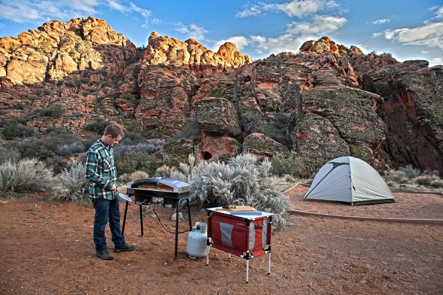 Sherpa Table & Organizer - Camping Storage for Outdoor Cooking & Camping Gear - Aluminum Table Top