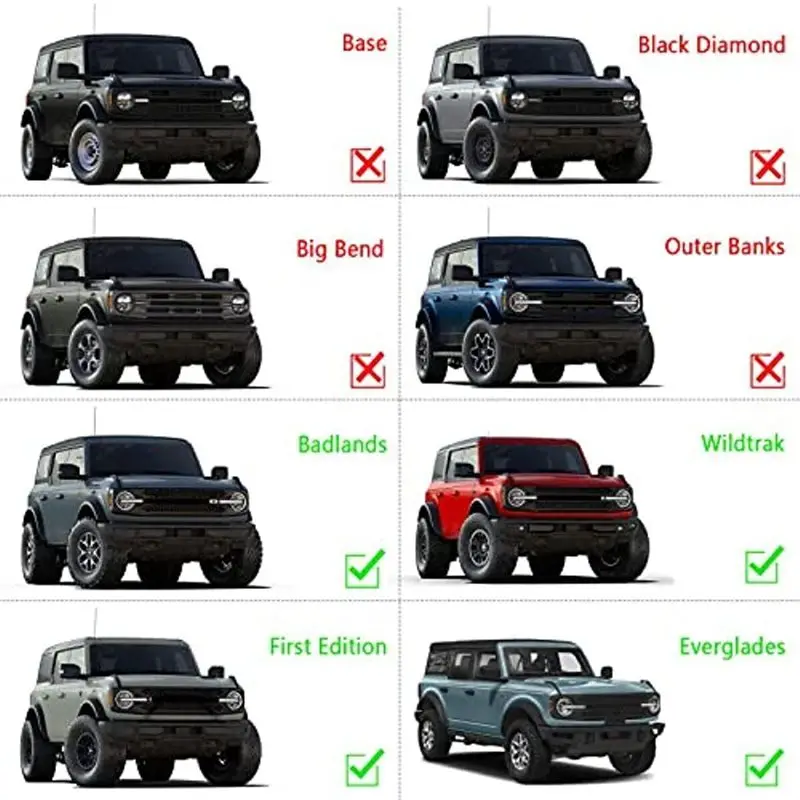 AMEXIAOXU Car Front Grille Lights For Ford Bronco Wildtrak/ Badlands/ First Edition/ Everglads 2021-2023, 3PCS