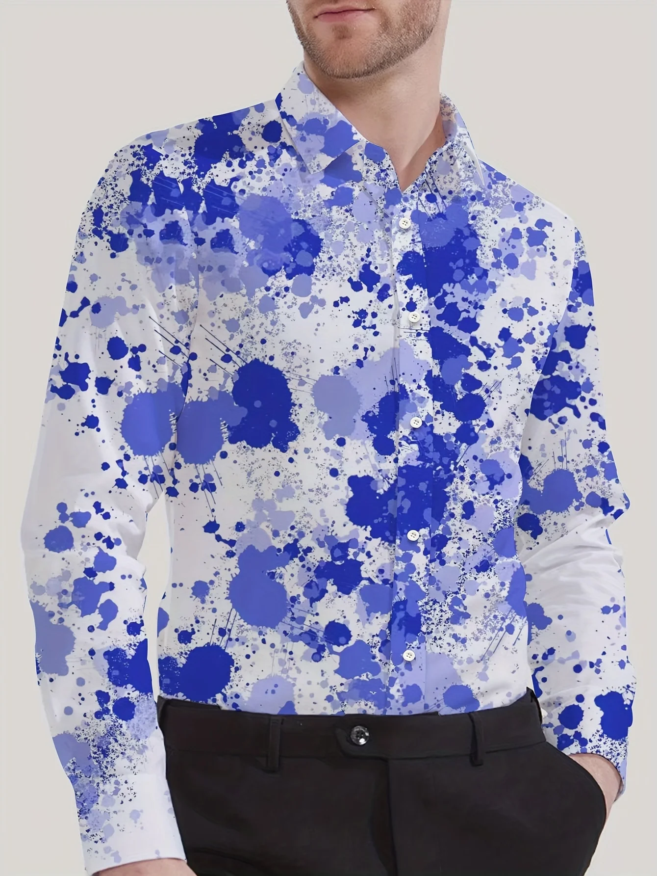  Men's Shirt Spring and Autumn New Long Sleeve Shirt with Lapel Fashion Design Elements, Hawaiian Shirt Print Number 3D,