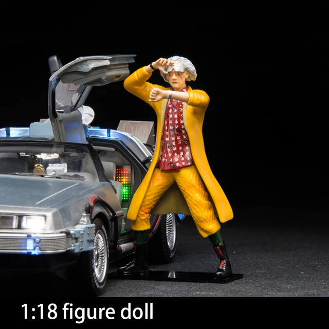 デロリアンのバック・トゥ・ザ・フューチャー1/18フィギュア,pvc樹脂製の車のフィギュア,コレクタブルトイ,モデルDMC-12