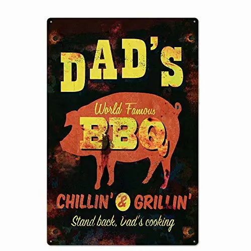 Barbecue Master Dad's BBQ Zone Fast Food Retro Metal Tin Signs Pub Kitchen Home Grill Vintage Wall Decor 8x12 Inch