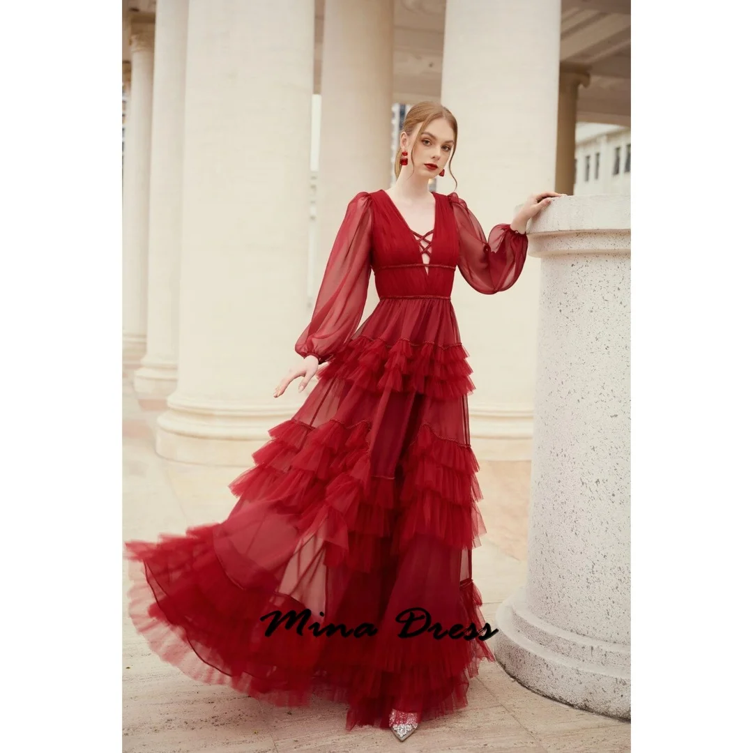 

Mina Customized Laminated Special Occasion Dresses for Formal Occasions V-neck Simple and Elegant Formal Dress Es Evening Gown