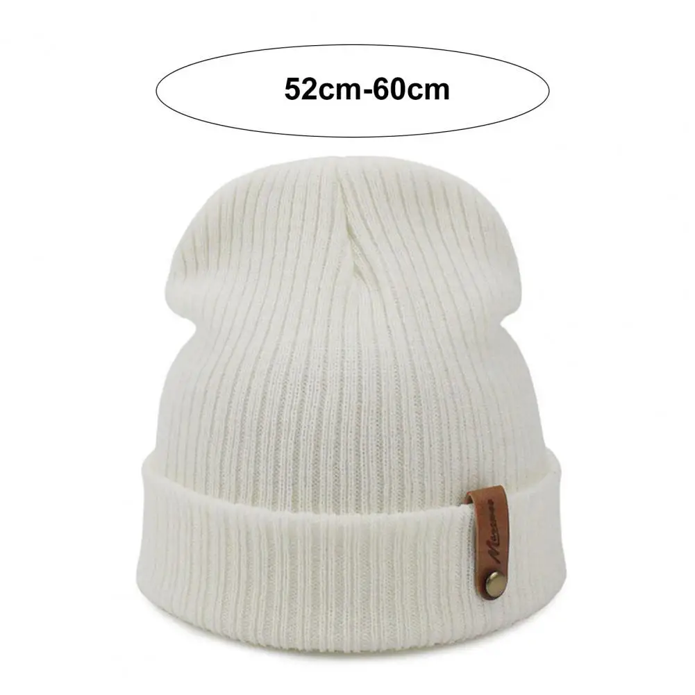 Thermal Hats Thick Knitted Unisex Winter Hat with Anti-slip Soft Windproof Design for Women Men Elastic Warm Solid Color No Brim