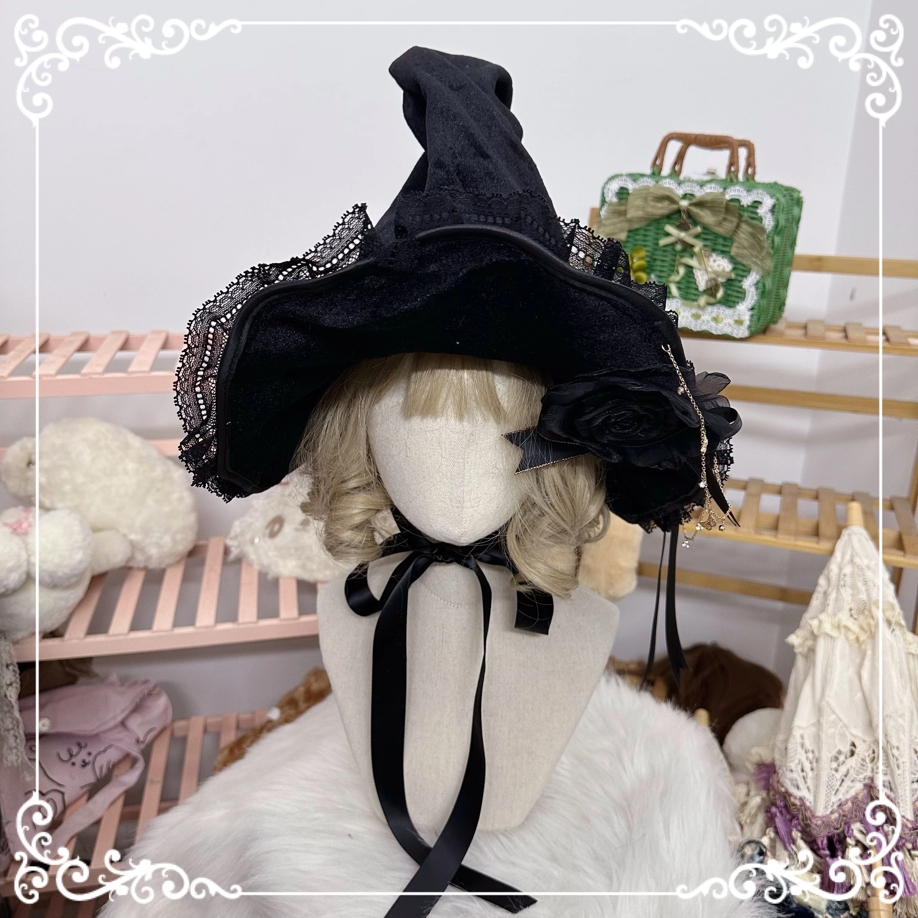 Original homemade Lolita element Little Witch Dark Wind hat Magic girl Lolita style witch hat