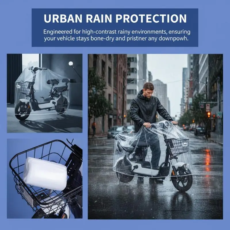 Motorbike Cover Transparent Heavy Fabric All Weather Dustproof Waterproof Protector for Outdoor ParkingHot view 3