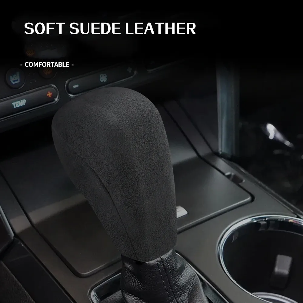 Car Suede Gear Shifter Door Handle Cover Hand Brake Cover Trim Sticker For Ford Explorer 2016-2017
