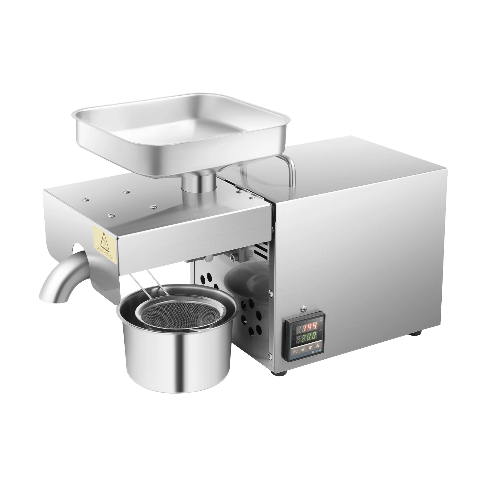 

Домашний пресс для масла, 610 Вт, автоматический горячий/холодный пресс из нержавеющей стали 304 для производителя масла с арахисом, кунжутом и миндалем, 110 В, 8,8 фунтов/ч