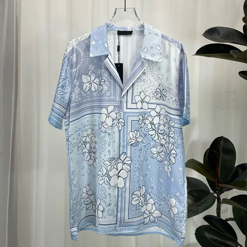 

Luxury Royal Shirt Designer Clothes Men Casual Short Sleeve Mens Social Paisley Floral Printed Shirt Chemise Homme De Luxe