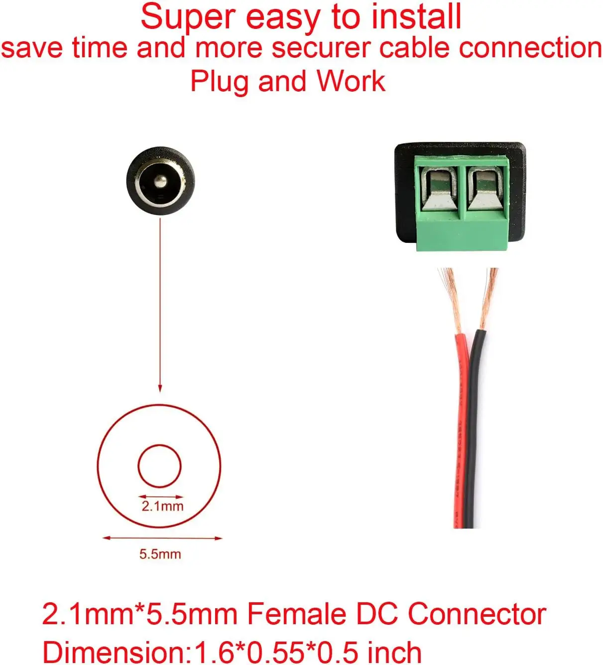 5Pairs 12V Male+Female 2.1x5.5MM DC Power Jack Plug Adapter Barrel Connector for CCTV Security Camera Led Strip