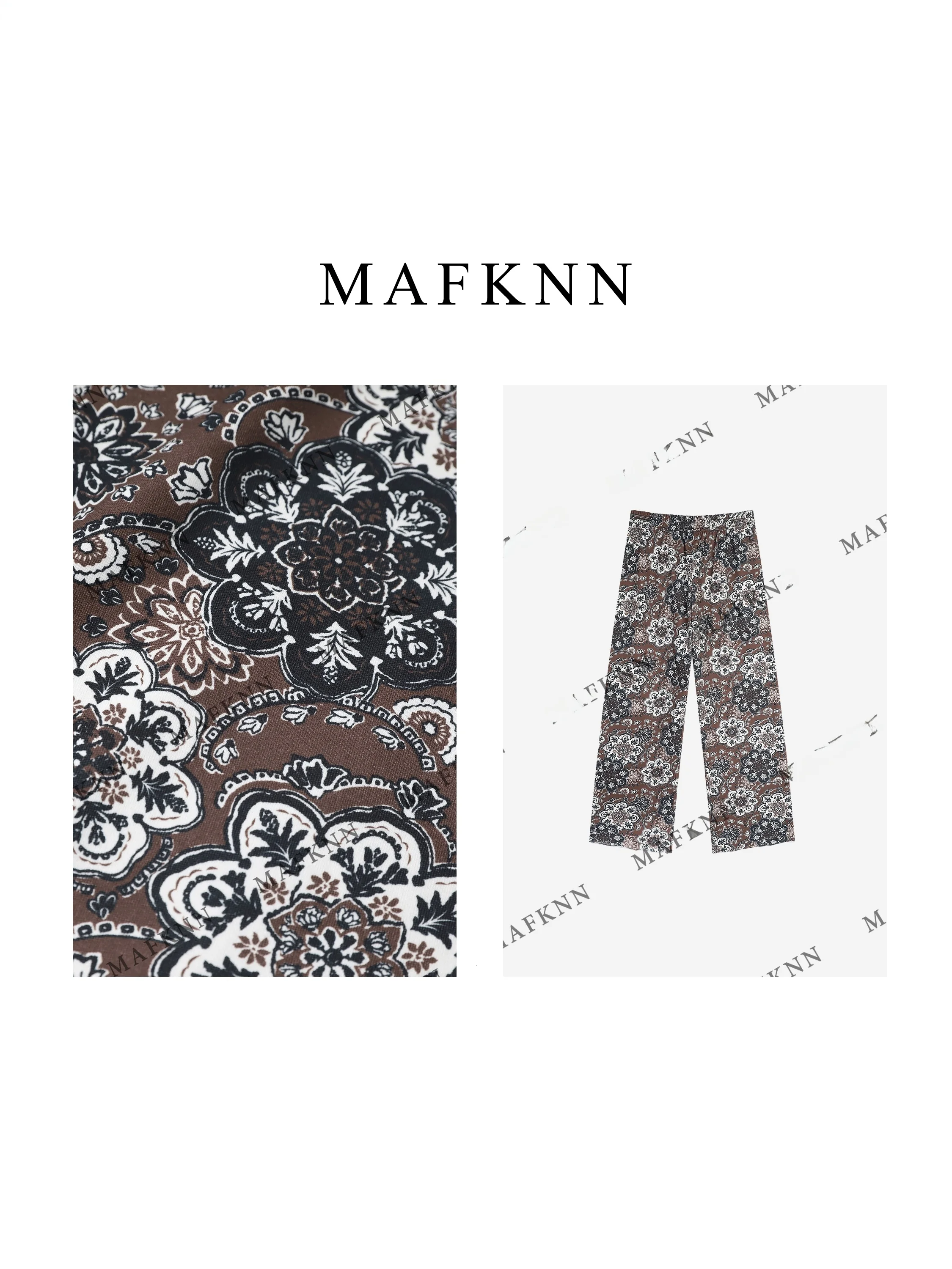 

JiJi Private MAFKNN Fashion Casual Simple Summer Print Elastic Waist Casual Pants MK12195 Ladies Straight Leg Cotton Blend