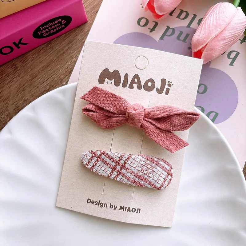 Borsa per fermagli per capelli con fiocco per bambini dolce rosa intenso in tessuto coreano, fermaglio per rompere il tessuto, accessorio per capelli da ragazza carino e versatile