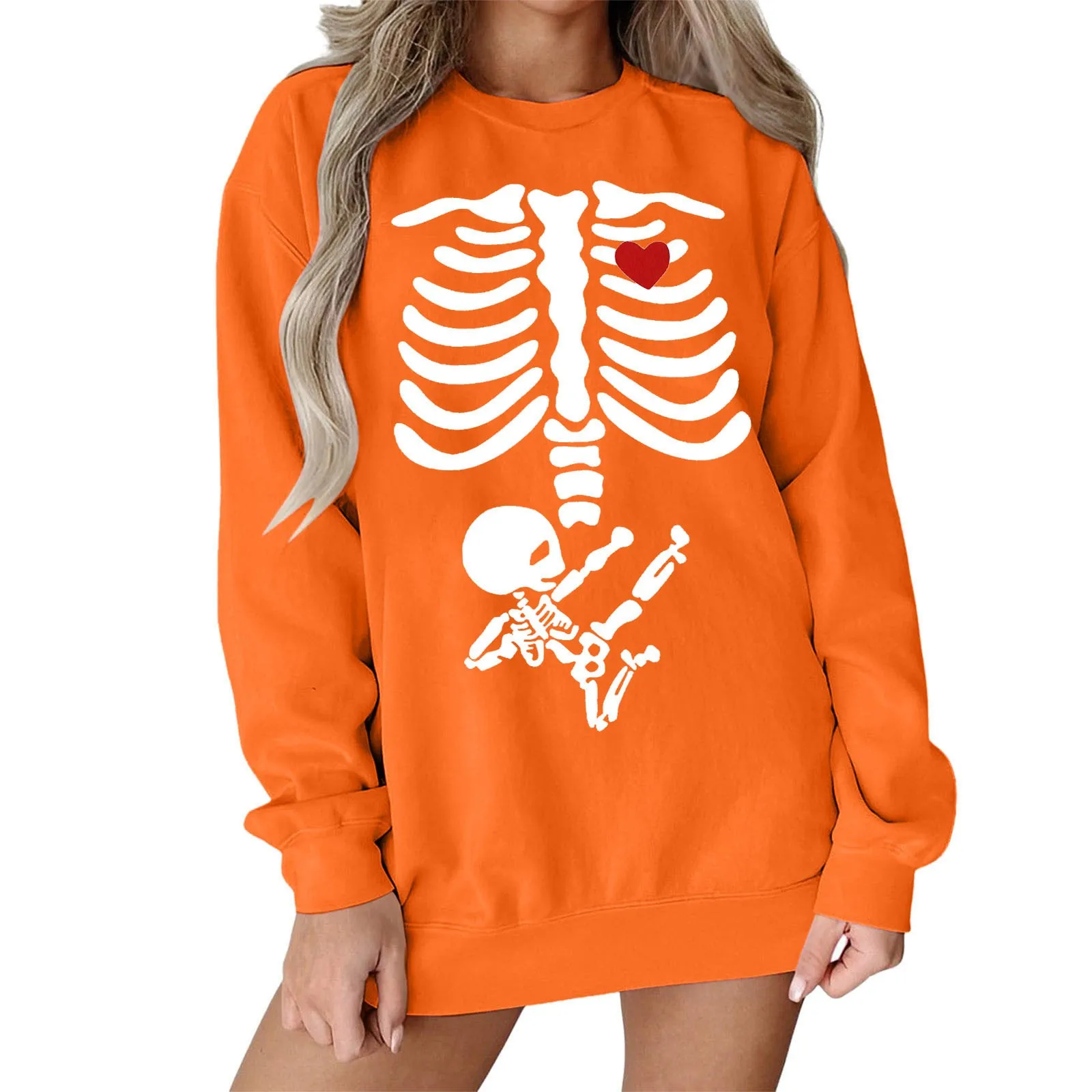 Oversized Sweatshirt Women Skeleton Hoodies Gothic Ladies Retro Harajuku Hooded Streetwear Fashion Y2k Clothes Pullovers Tops