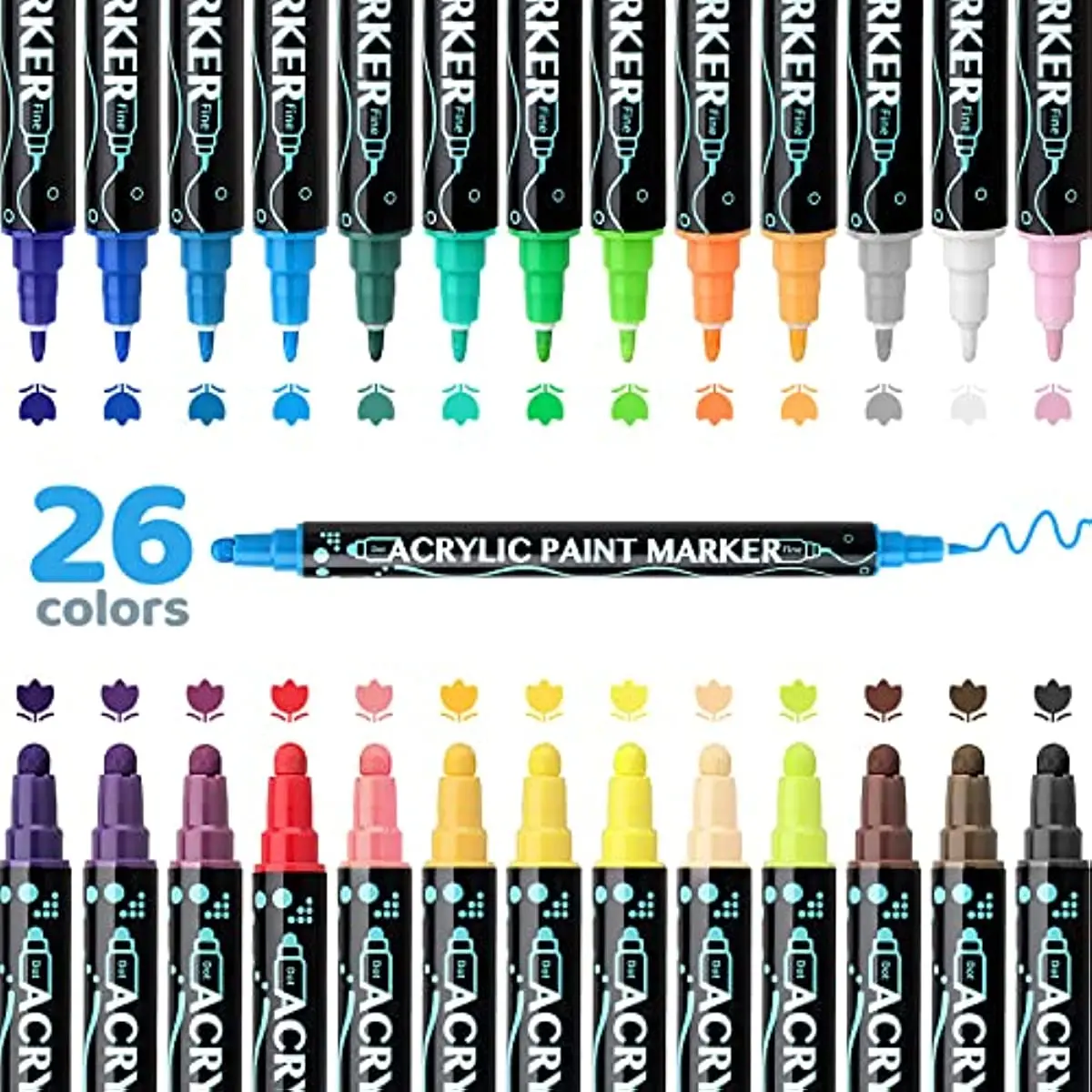 12-36 Colors Acrylic Paint Marker Pens Extra Fine and Dots Tip, for Rock Painting, Mug, Ceramic, Glass Wood,Making Art Supplies