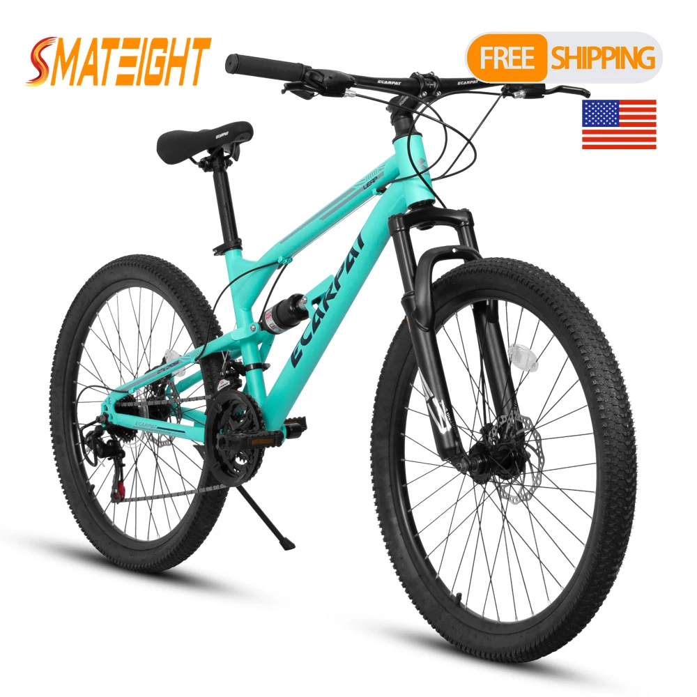 

USA Stock 26 Inch Unisex Adult Mountain Bike Aluminum Frame 21 Speed Shock Fork 26 Tires Front Rear Disc Brake Easy Assembly