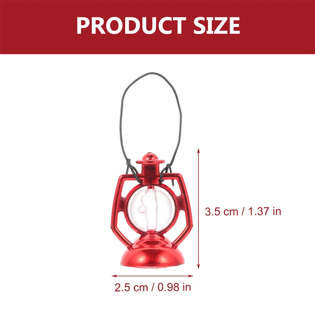 12 قطعة مصباح الكيروسين للمنزل الصغير لوازم بيت الدمى الدعامة زينة دوللي صغيرة نموذج أحمر فاتح