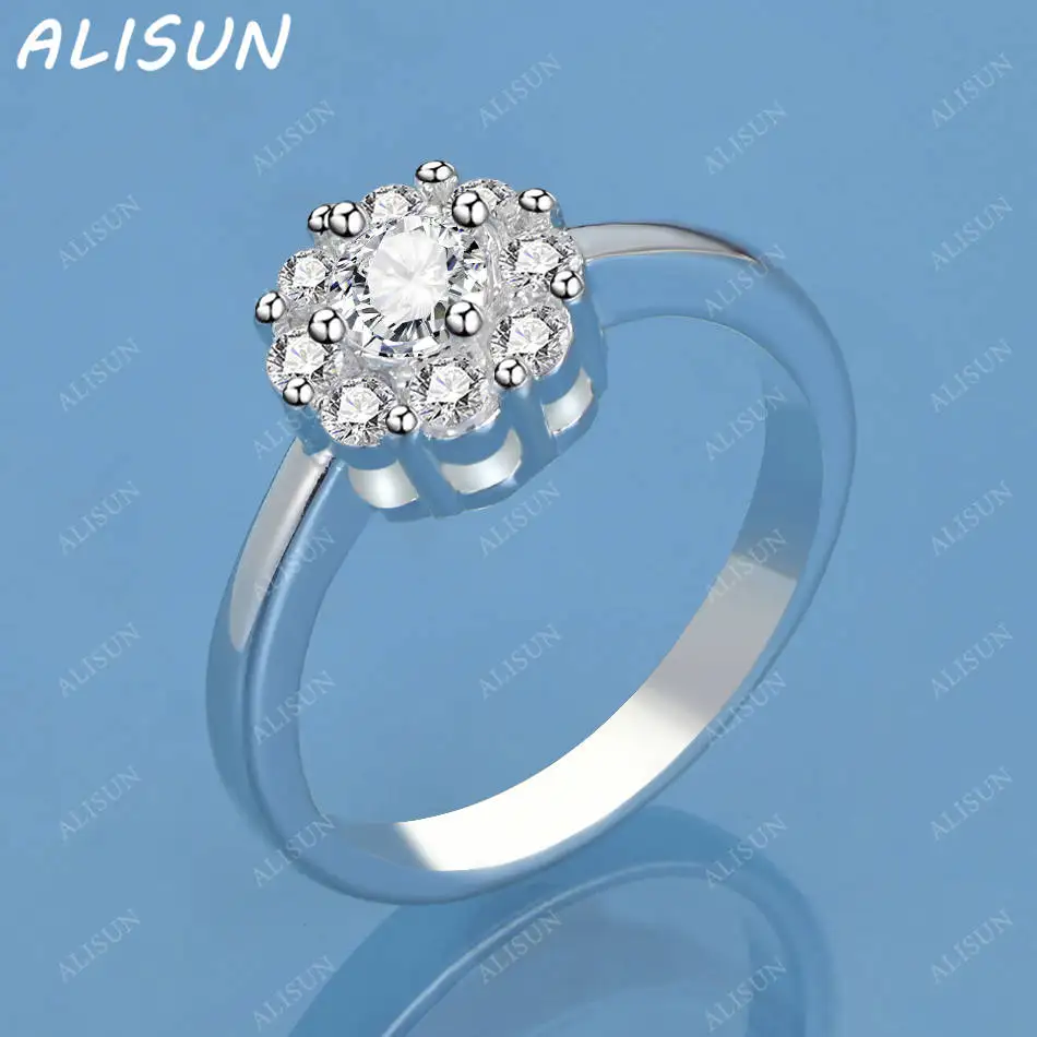 

ALISUN 925 Sterling Silver Zircons Flower Fine Ring For Women Fashion Jewelry Charm Grace Wedding Engagement Accessories