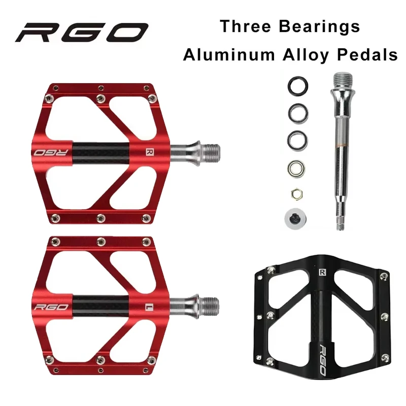 

RGO Pro Hybrid Pedals - 3 Bearing Carbon Fiber Platform with Dual-Texture Grip for Road/MTB Bike Pedals Bicycle Accessories